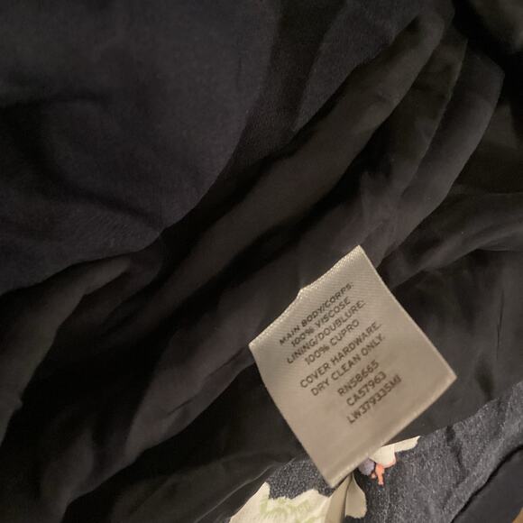 Lewit Navy Blue Floral short Dress Puff Half Sleeves Sheath Split Hem 10 viscose - Picture 9 of 11